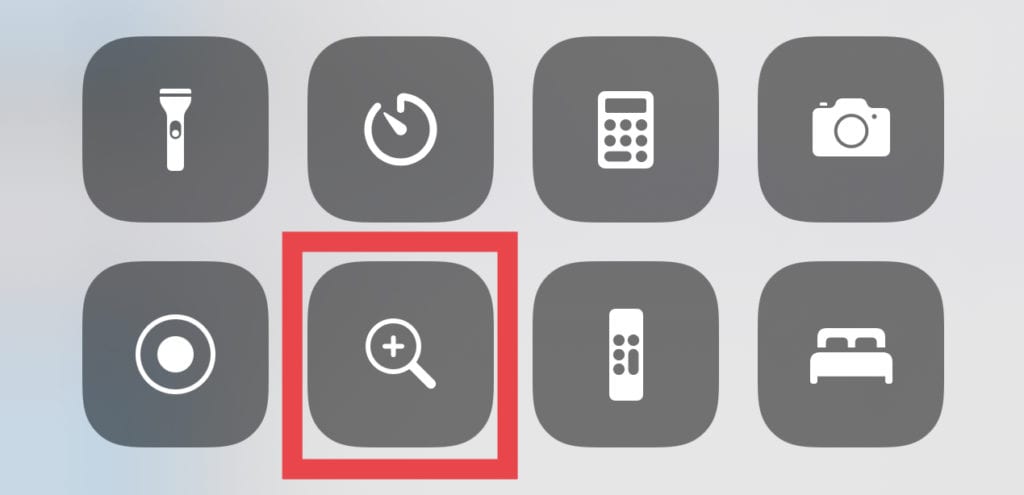 How Magnifier appears in Control Center (highlighted in red box)