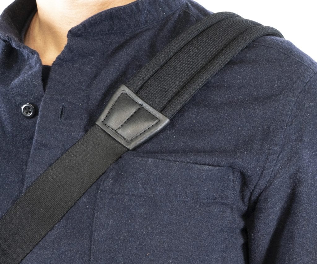 The ultra-comfortable shoulder strap on the Zoom Crossbody Laptop Bag
