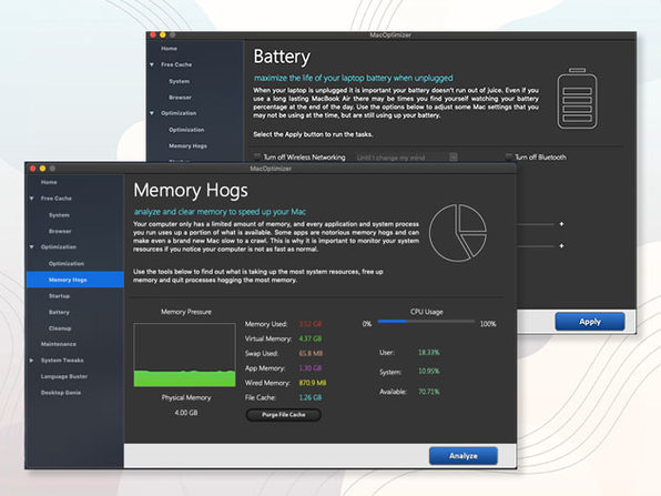 MacOptimizer finds memory hogs and optimizes battery life
