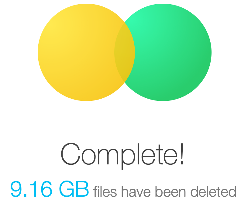 In less than a minute, over 9 GB of storage space is recovered