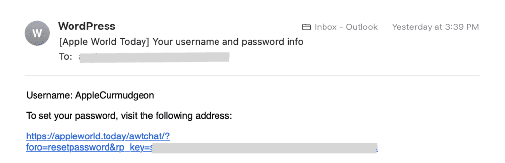 When you receive an email like this, click the link (in blue) to set your password