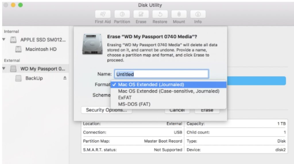 wd my passport ultra not showing up on macbook