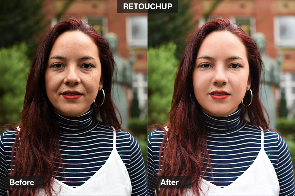 RetouchUp removed skin texture in our sample image