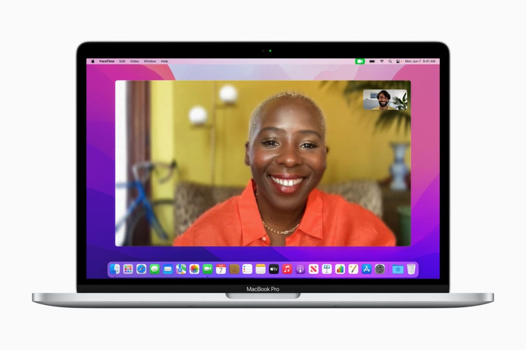 FaceTime Portrait mode uses the M1 chip to blur a background. Image via Apple