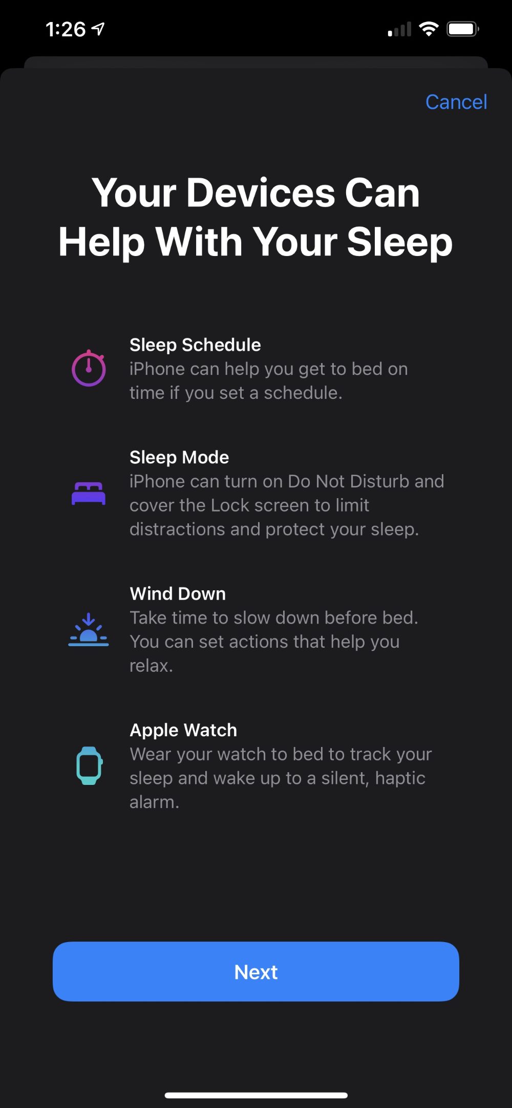 iphone sleep mode settings