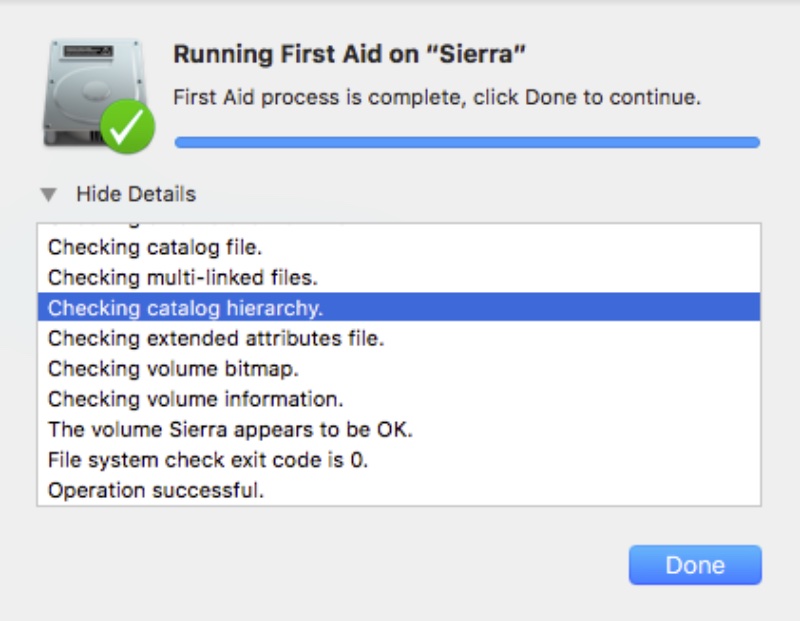 mac check disk for errors high sierra