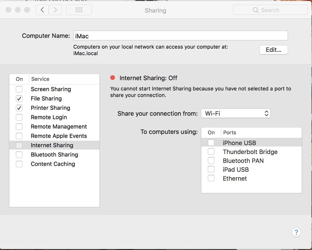 share mac internet connection with iphone usb